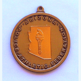 AZ Police Ath Fed Medal Gold w/raised Gold Torch - Military Patches and Pins