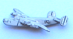 B-24J Liberator WWII Pewter Plane w/1 clutch - Military Patches and Pins