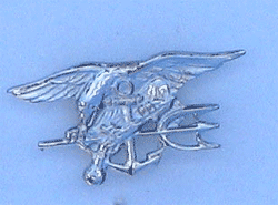 Navy Seal Pin Silver Tone 1 1/4&quot; w/2 clutches - Military Patches and Pins