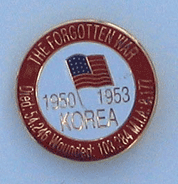 The Forgotten War /Korea Pin w/1 clutch - Military Patches and Pins