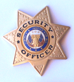 7 point Security Officer Badge w/pin backing/Gold - Military Patches and Pins