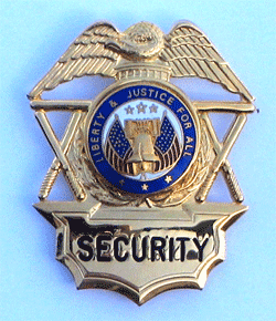Security Badge Gold w/1 clutch and Screw Backing - Military Patches and Pins