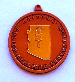 AZ Police Ath & Fed Medal Copper w/raised Silver Torch - Military Patches and Pins