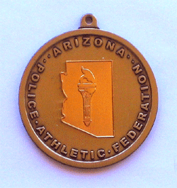 AZ Police Ath Fed Medal Gold w/raised Gold Torch - Military Patches and Pins