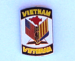 Vietnam Veteran Pin w/2 clutches - Military Patches and Pins