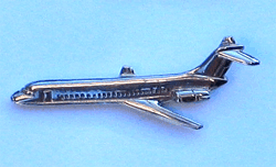 DC-9 Silver Plane w/1 clutch - Military Patches and Pins