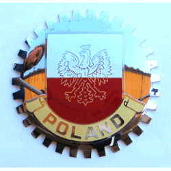 Poland Car Badge w/2 Screw Plates - Military Patches and Pins